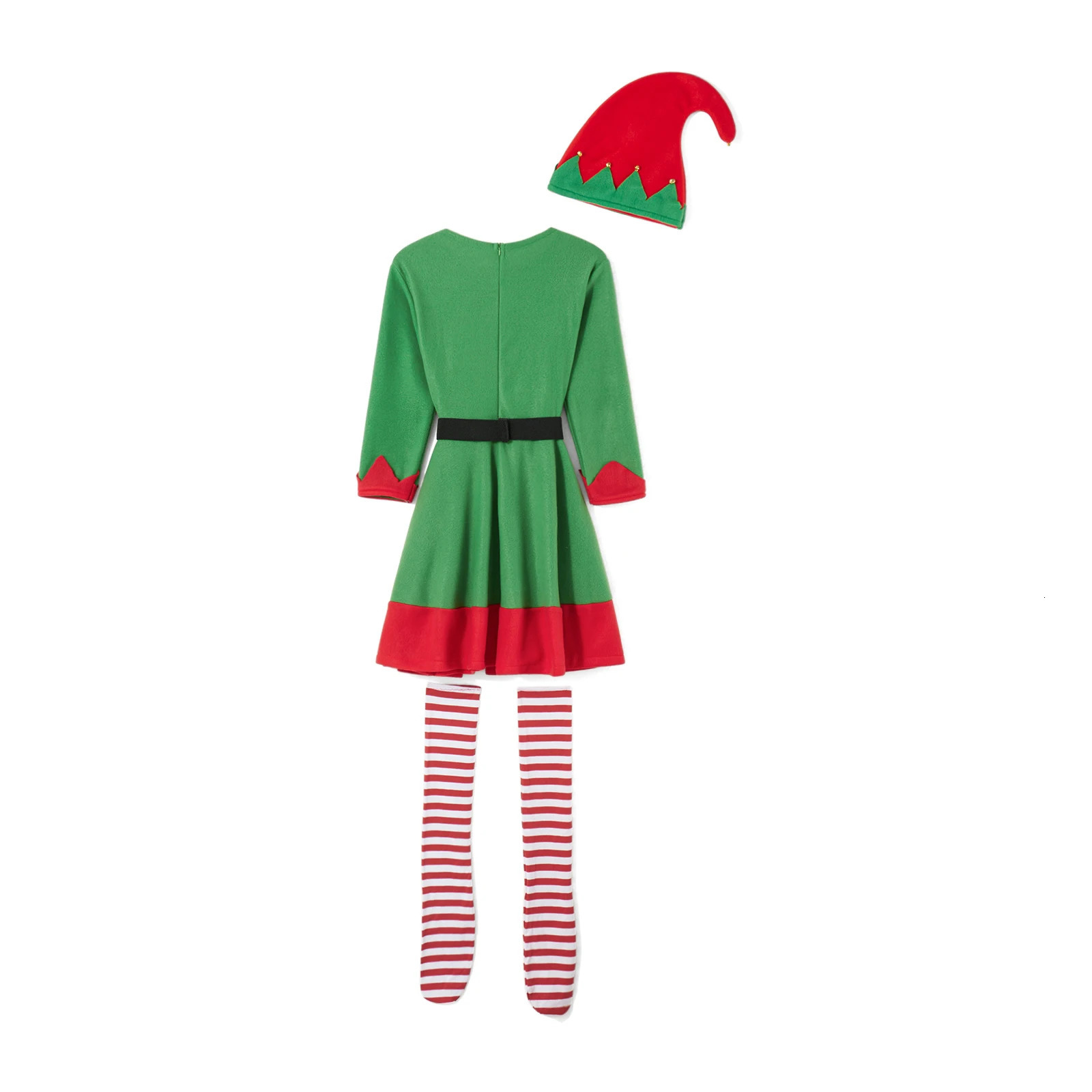 Womens Christmas elf costume with belt stockings and hat suitable for roleplaying party costumes 241007