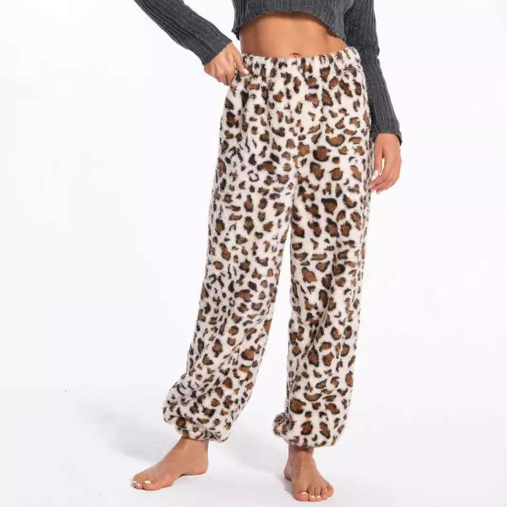 2024 Fairy Warm Winter Lazy Coral Velvet Sleeping Pants Womens Thick Flannel Loose Discount in Limited Time Leisure and Leisure Solid Color Loose