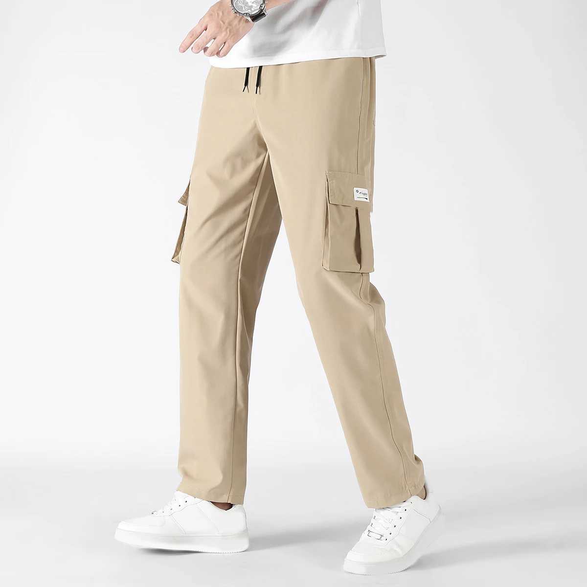 Casual pants mens fashionable loose straight wide leg pants mens streetwear hip-hop pocket cargo pants mens Trousers W250411