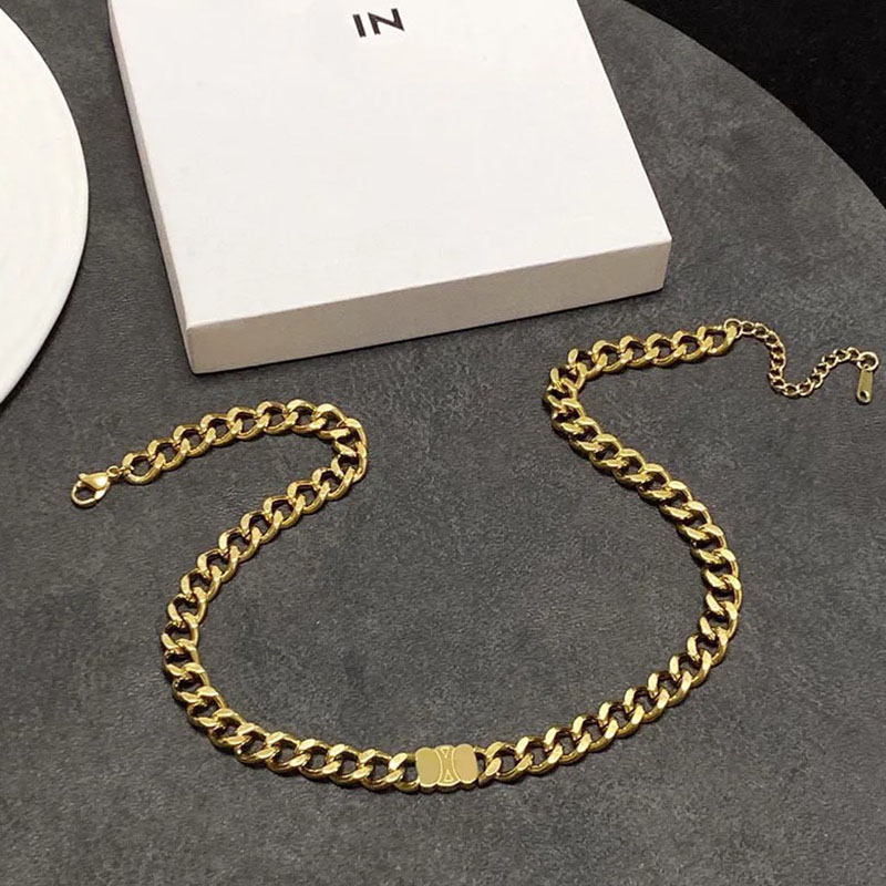 Designer Chokers Gold Necklace Triumph Jewelery Silver Cuban Chains For Men Women Designer Jewlery Fashion Silver Engraved Necklaces Gift Free Shipping 24101103