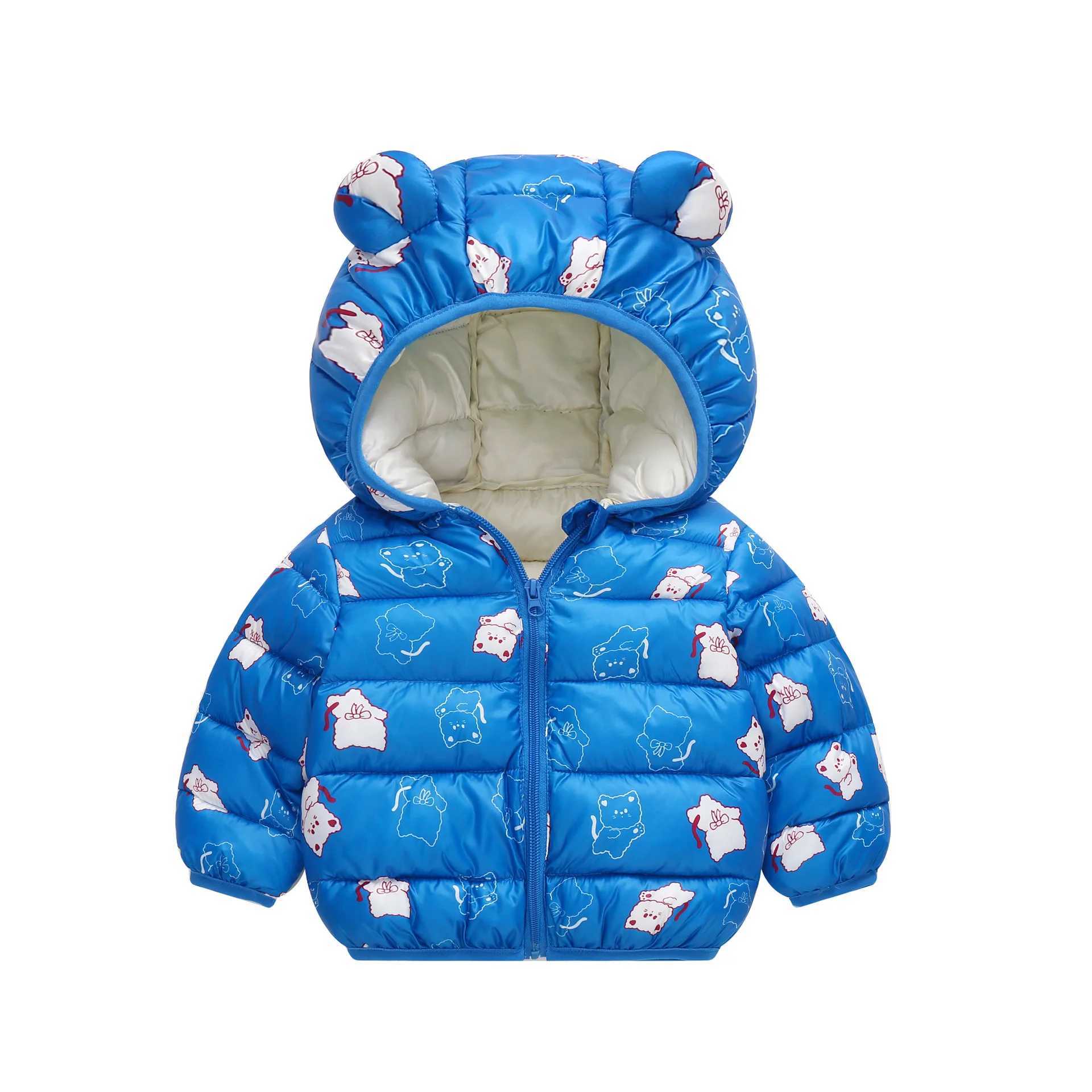 Down Coat 2024 Autumn Winter Childrens Down Jacket Baby Boys and Girls Cartoon Rabbit Hoodie Polyester Fiber Zipper Jacket H241010