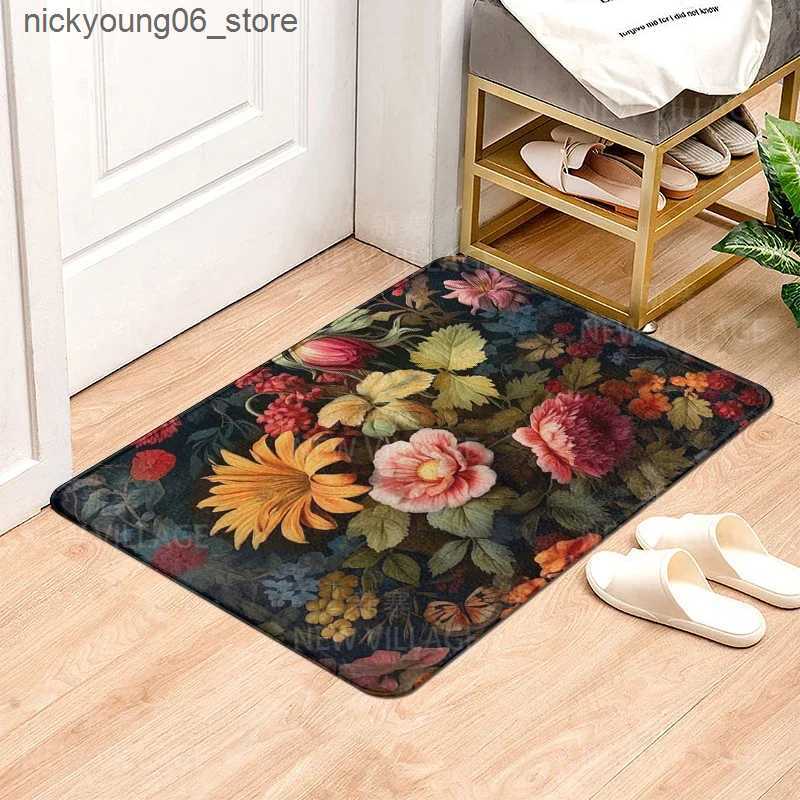 Non-Slip Bath Mats House entrance carpet Home door mat Modern Nordic style Room Bath Foot bathroom non-slip Kitchen water rugs Abstract plant L240910