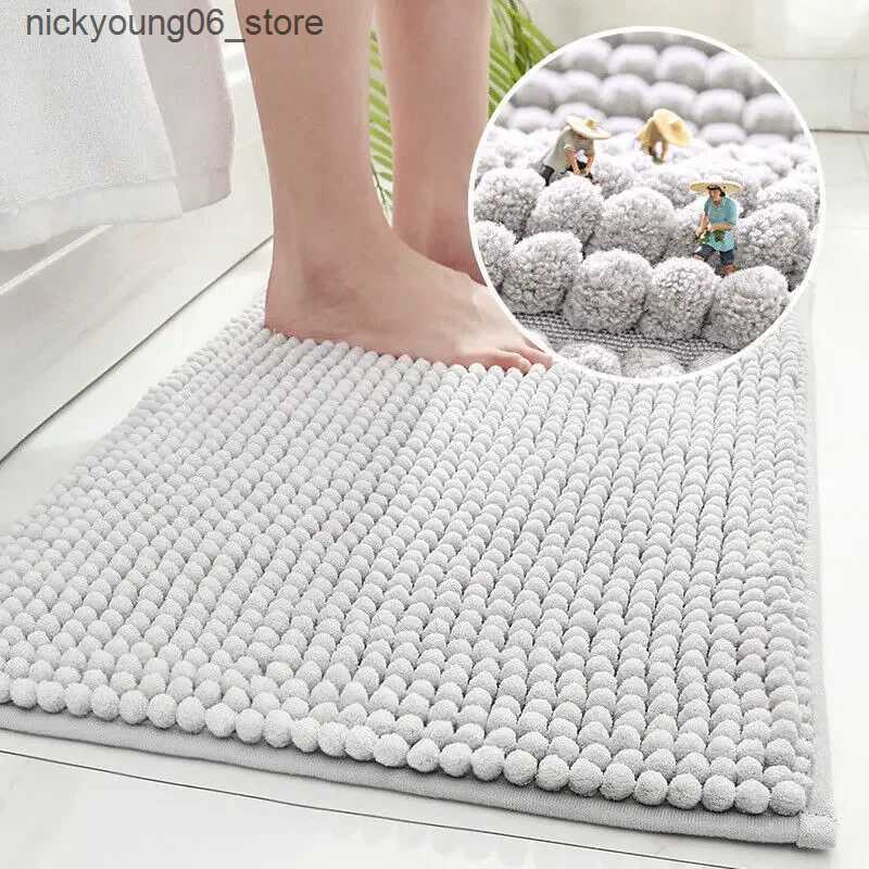 Non-Slip Bath Mats Luxury Super Soft Chenille Shaggy Bathroom Mat Bath Carpets Solid Color Non Slip Absorbent Bathroom Carpet Foot Mat L240910
