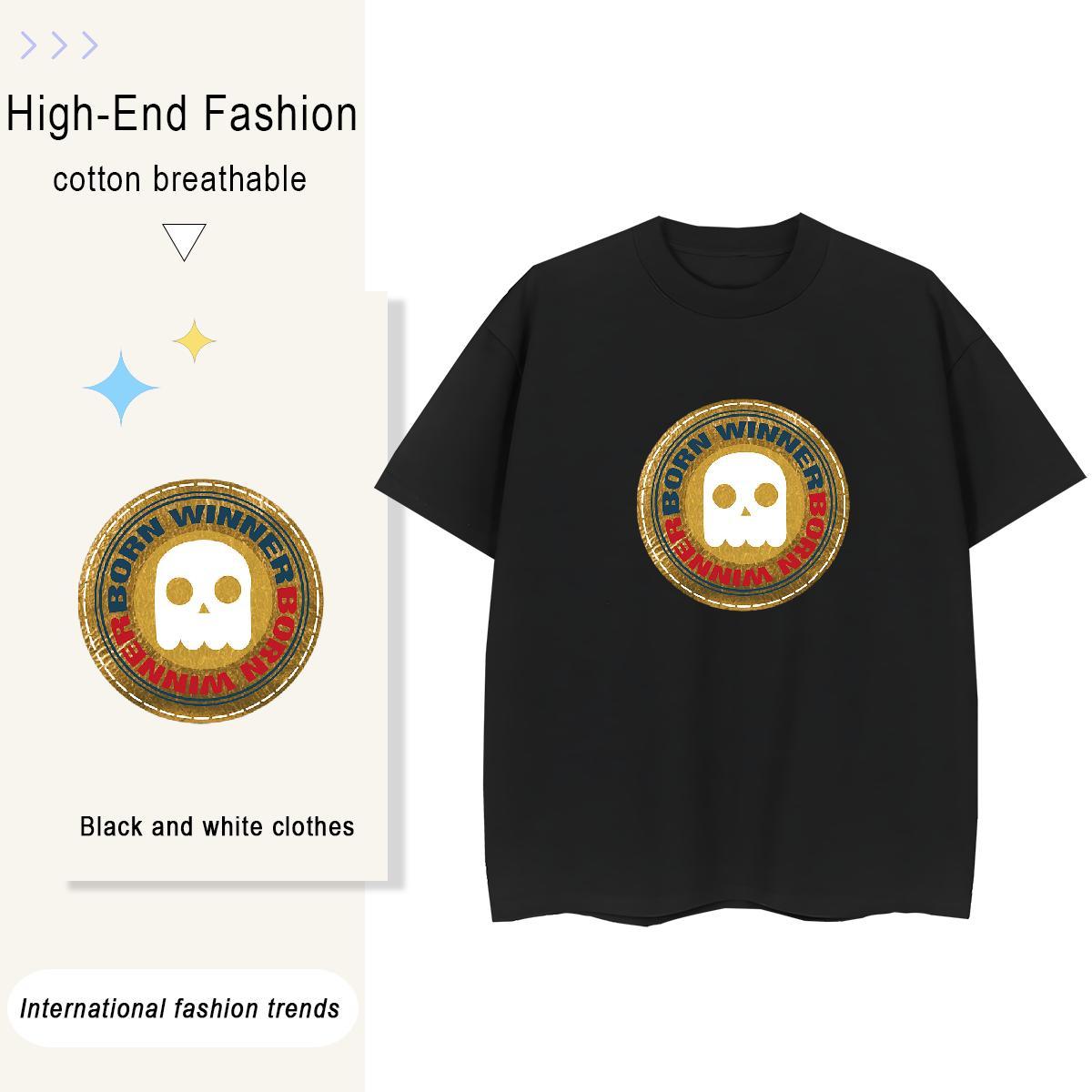 Custom T-Shirts 230g 100% Cotton Breathable Sports Casual skull Unisex Tshirts Loose fit Floral Print Tees