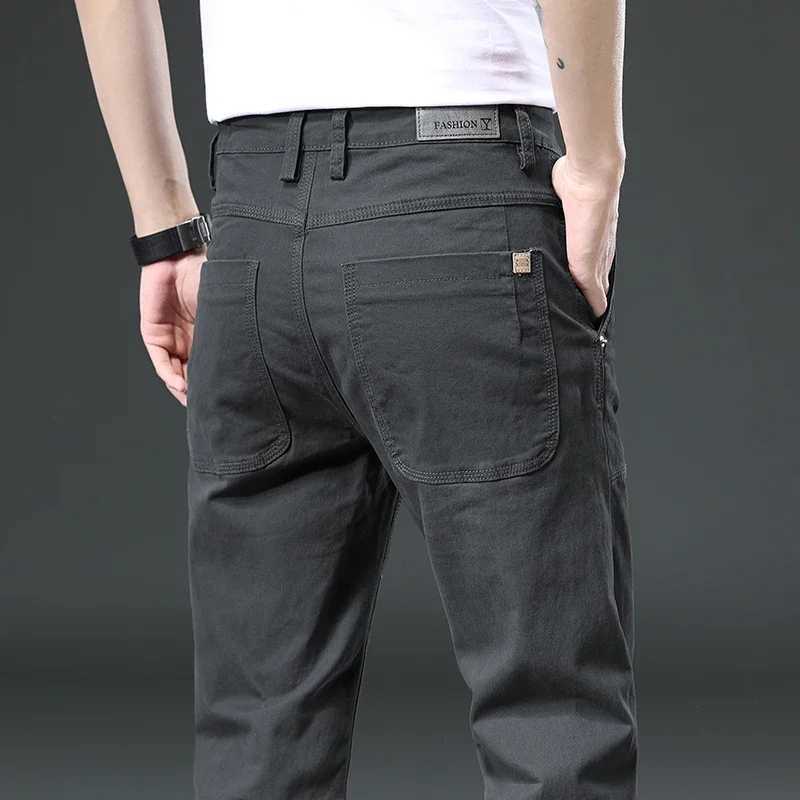 97% pure cotton spring autumn mens cargo pants ultra-thin Korean casual straight mens solid color khaki brand clothing W241009