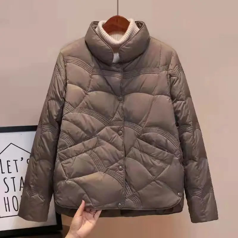 2024 Autumn Winter Down Cotton Jacket Female Short Coat Womens Stand Collar Loose Warm Puffer Jackets Parkas 240930