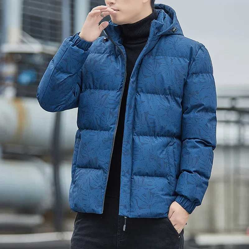 Men's Down Parkas Mens Winter New Down Cotton Jacket Hooded Warm Casual Trendy Cropped Thickened Camouflage Padded Jacket Y2410091PHI