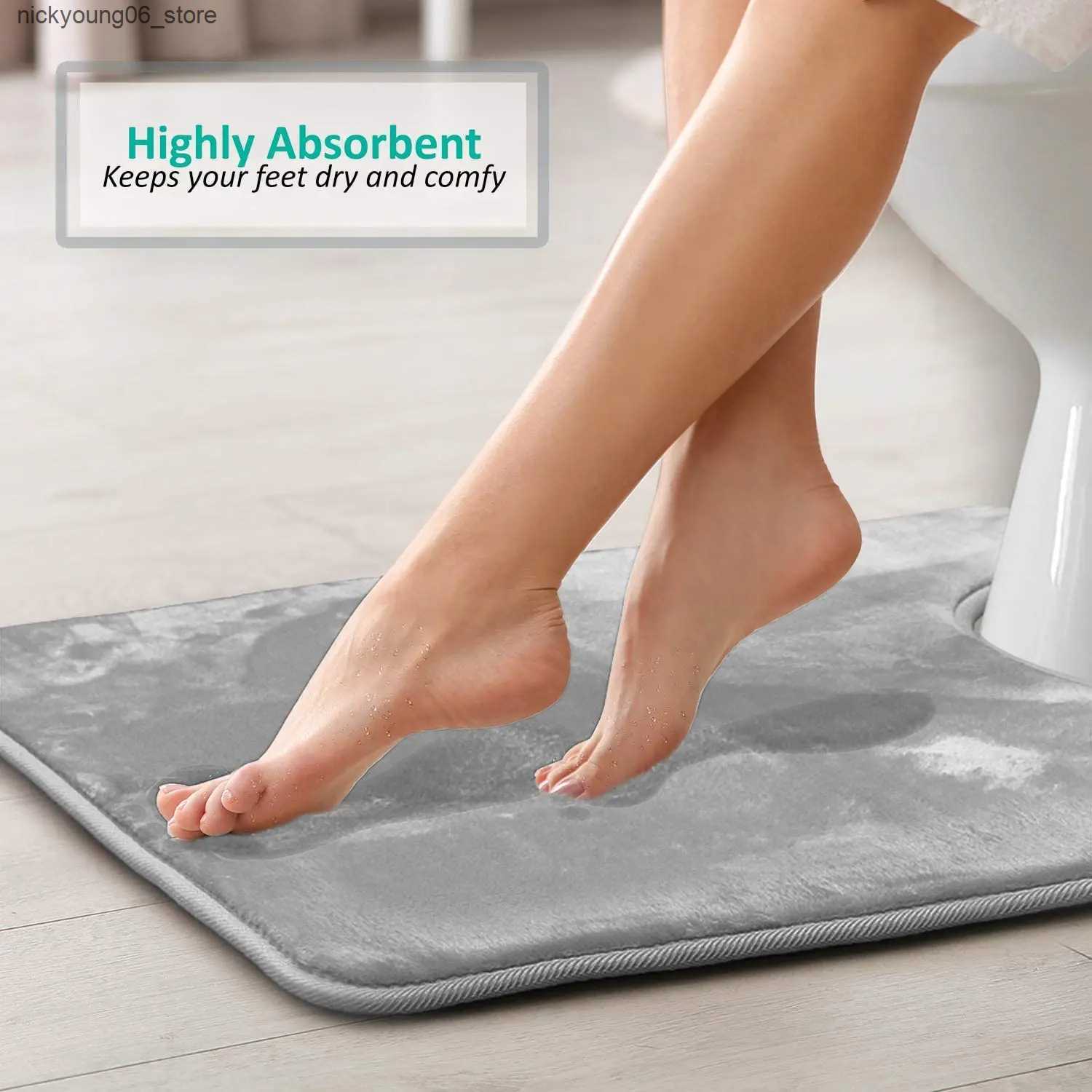 Non-Slip Bath Mats Velvet Bath Set Super Soft Non-slip Comfortable Bath Mats Rug Carpet Set for Bathroom Absorbent Washable Rug Toilet Floor Mat L2409