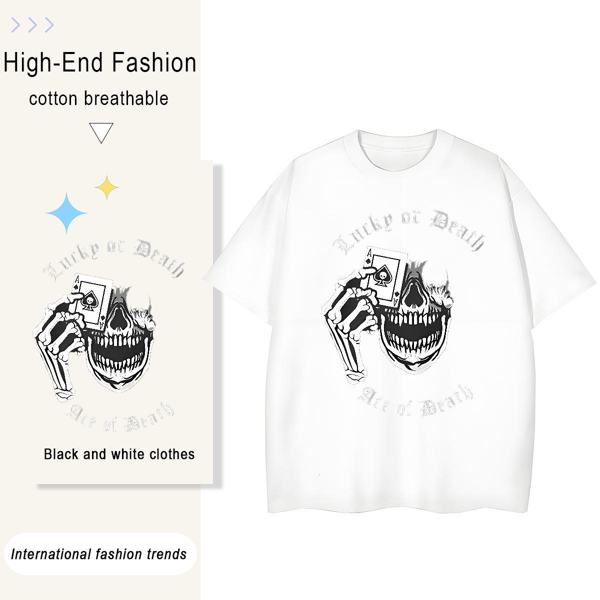 2024 DIY T Shirt For Woman 230g 100% Cotton Short Sleeve O-Neck Sports Casual playing card Couples T Shirts Female Custom Print Oversized Tops Tees