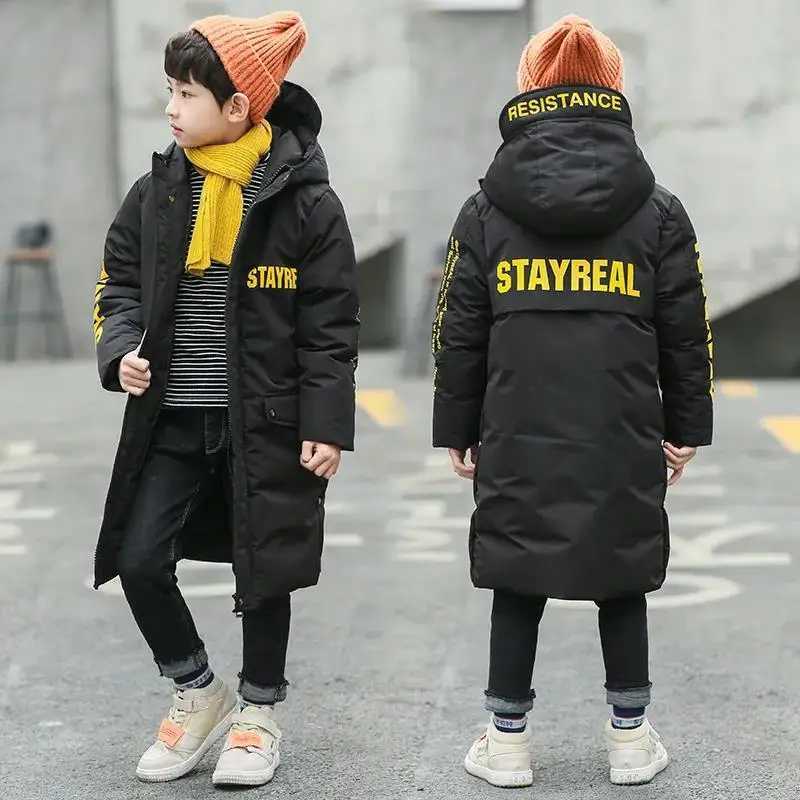 Down Coat -30 Russia Snowsuit 2024 Winter Boys Long Over-Knee Coat Clothes Waterproof Windproof Outdoor Thicken Hooded Parka s Jacket H241010