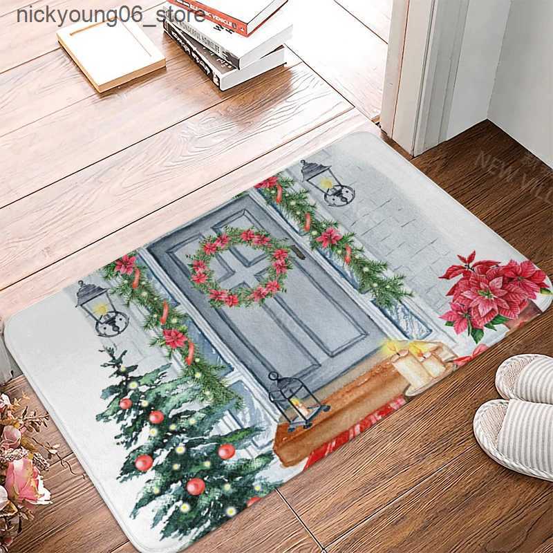 Non-Slip Bath Mats Christmas series anti slip shower mat bathroom carpet shower mat home decoration floor mat kitchen bedroom living room door mat L24