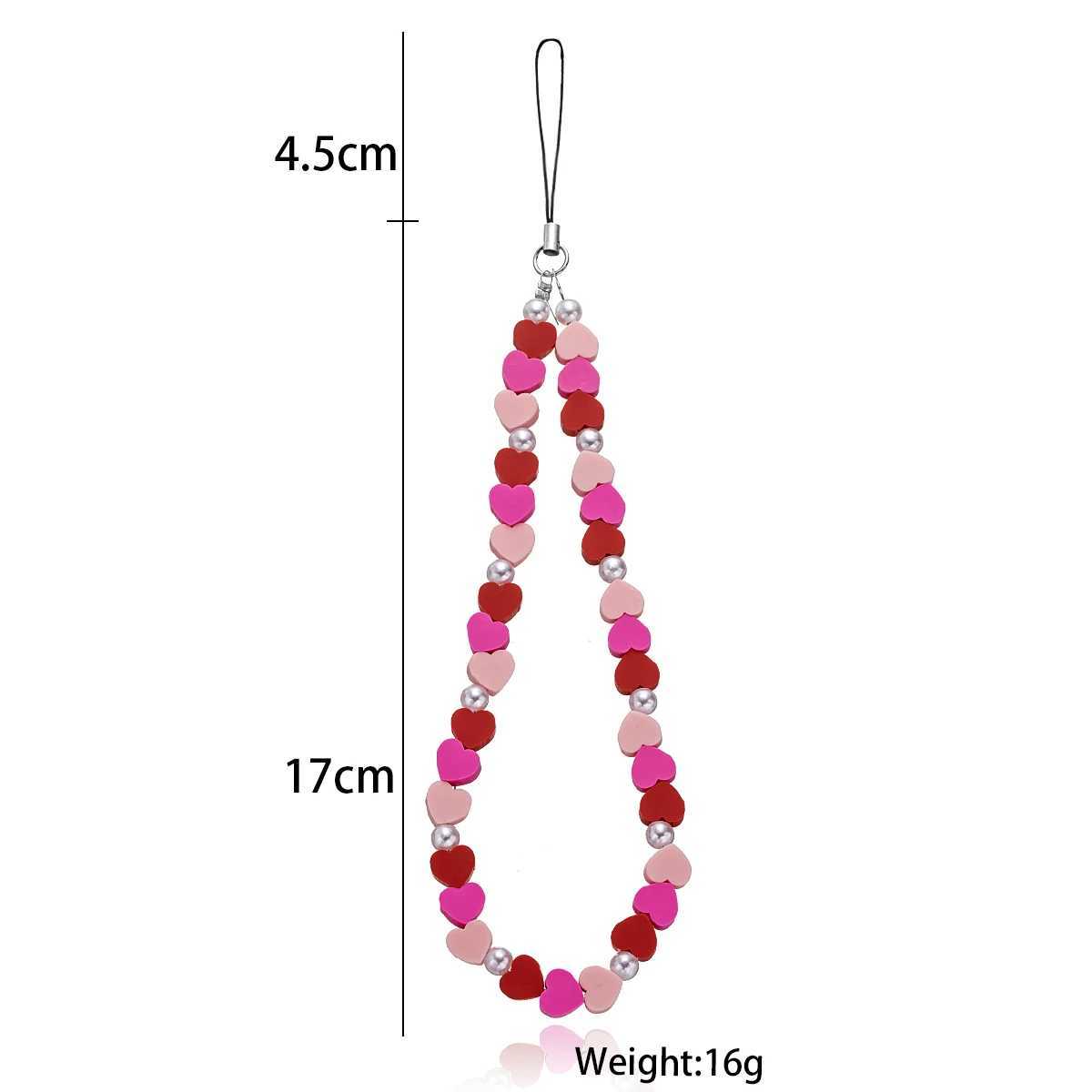 Sweet Fashion Pink Love Imitation Pearl Beaded Mobile Phone Chain Women Girls Rope Chain Practical Classic Accessories JewelryX241010