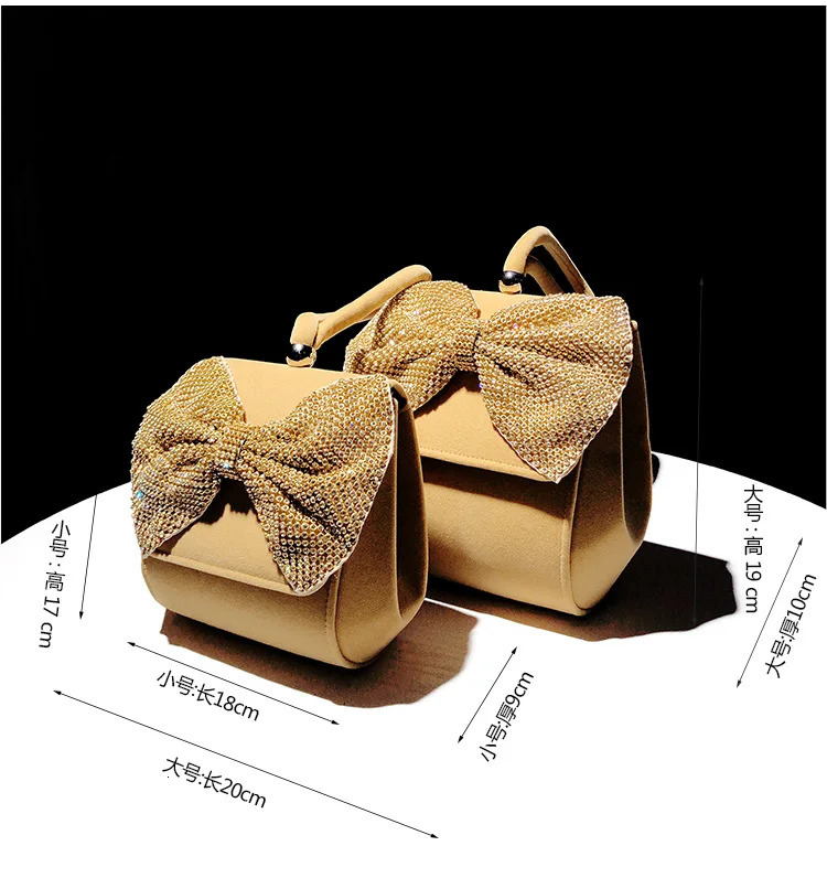 Womens Fashion Handbag Dinner Party Clutch Wallet Velvet Stray Bag Sparkling Diamond Bow Evening Bag Shoulder Bag 241008