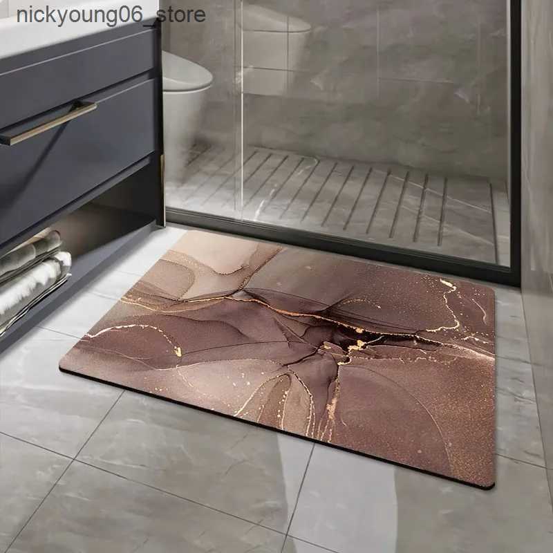 Non-Slip Bath Mats Bathroom Non-slip Absorbent Floor Mat Home Shower Room Bathtub Rug Quick Drying Entrance Door Diatomite Rubber Soft Bath Mat L24091