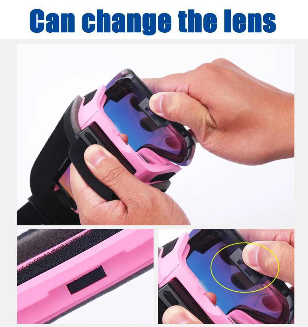 Ski goggles winter snow sports goggles with anti fog UV protection suitable for men women young people interchangeable lenses high-quality snow goggle