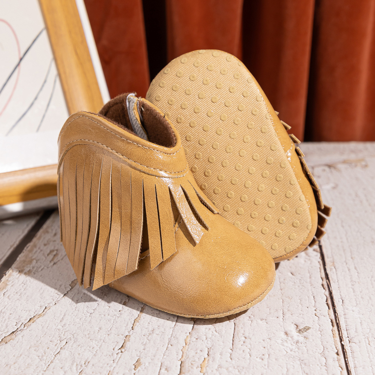 Winter Baby Girls Tassel PU Leather Baby Boots Side Zipper Soft Bottom Happysteps Non-Slip Warm Toddler First Walkers Infant Crib Shoes