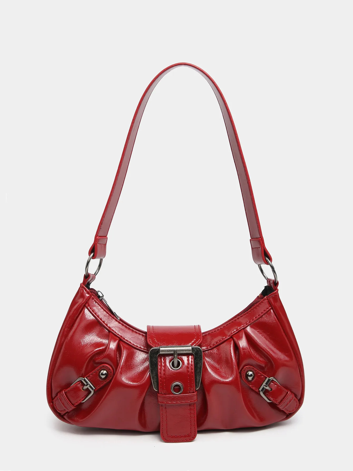 Spring Selling Maillard Style Retro Style Small Bag Spicy Y2K Wilderness Style Retro Leather Shoulder Armrest Bag 241008