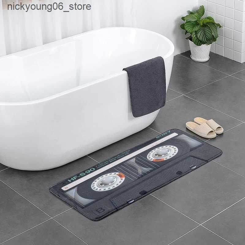 Non-Slip Bath Mats Retro Cassette Music Tape Floor Mat Multiple Choice Funny Entrance Door Mat Living Room Kitchen Non-Slip Carpet Bathroom Doormat L2
