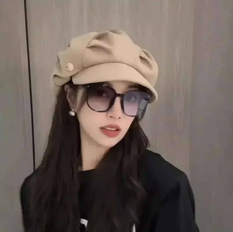 Harajuku Retro Style Oversized Berets Caps for Women in 2024 Spring Summer Fashion Versatile Casual Short-brimmed sboy Hats 241009