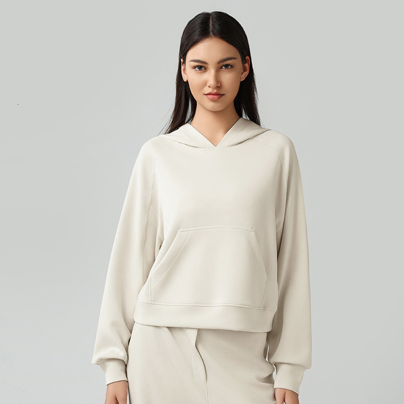New autumn and winter windproof hooded sweatshirt for women's commuting, casual, loose, short, running, sports, long sleeved top DAW165
