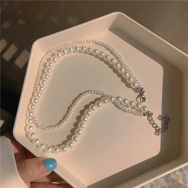 Korean Fashion Double Layer Pearl Necklace Women Personality Necklace Wedding Jewelry Birthday Anniversary Gift Collares MujerX241009