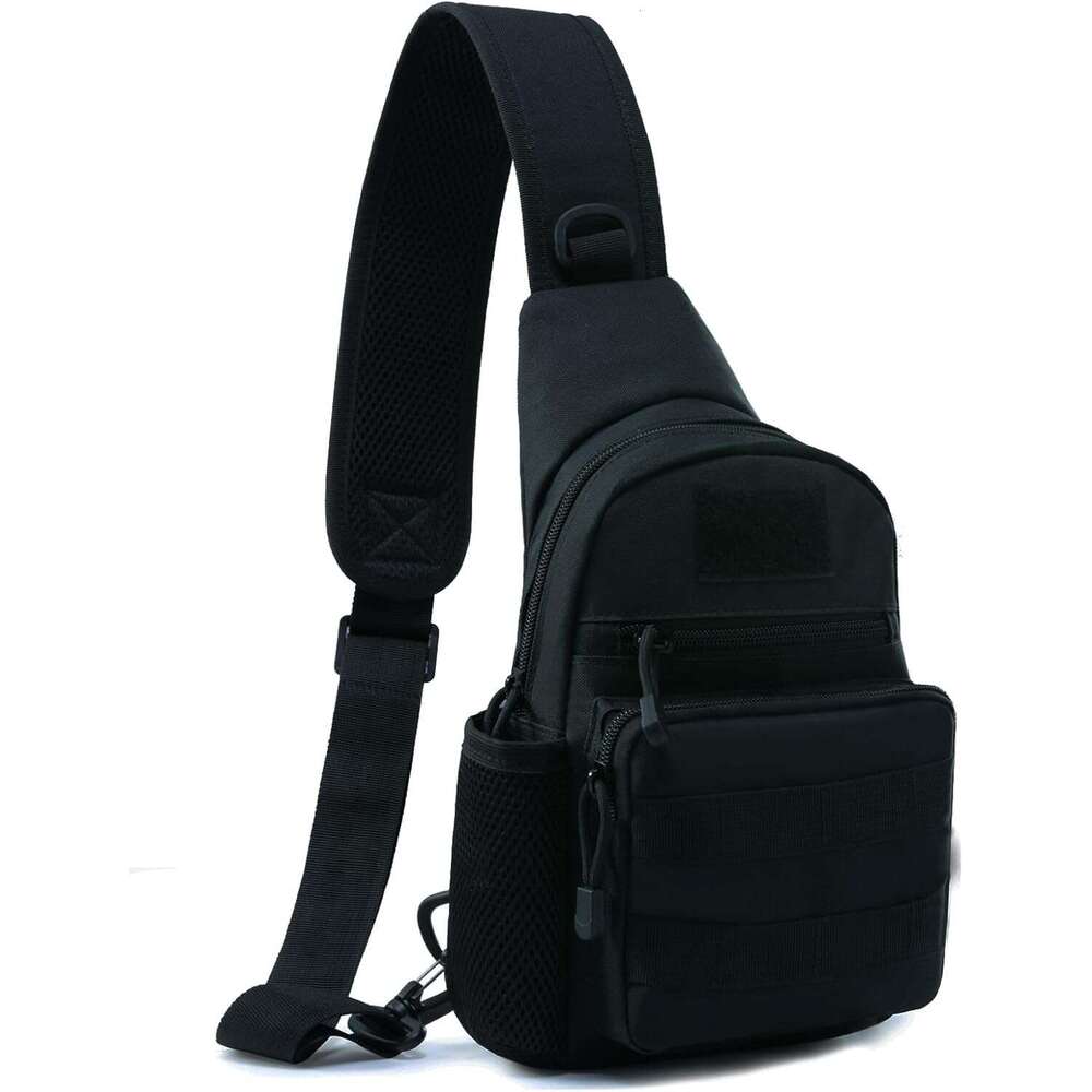 NuCamper Tactical Bag Pack, Military Molle EDC Rover Shoulder Sg Backpack Sports Bags for Men Range,Hunting,Travel,Hiking (Black)