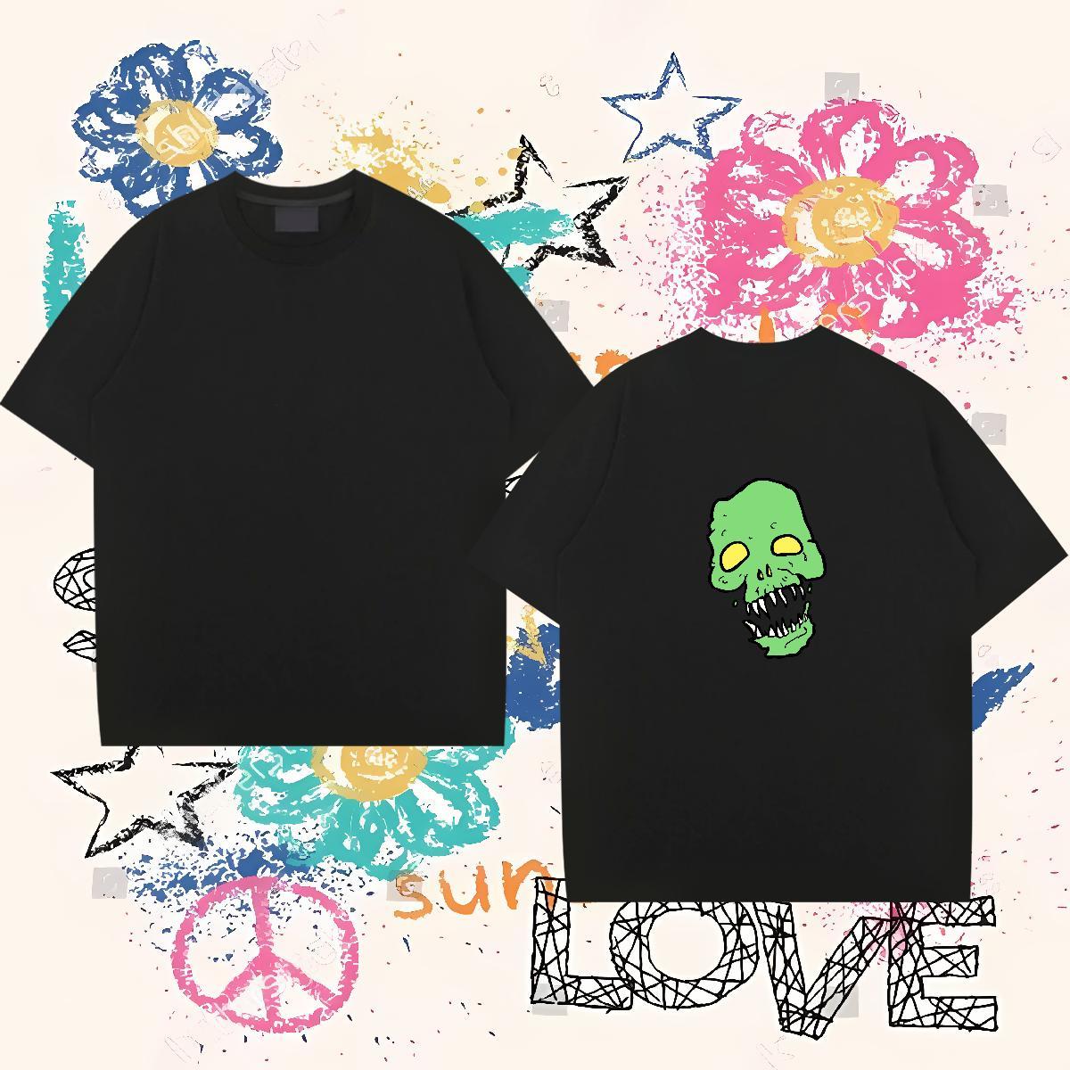 Comfortable T-Shirts 230g 100% Cotton skull Beach Customized Short Sleeve O-Neck Men Clothes T-Shirt New Arrival Tops