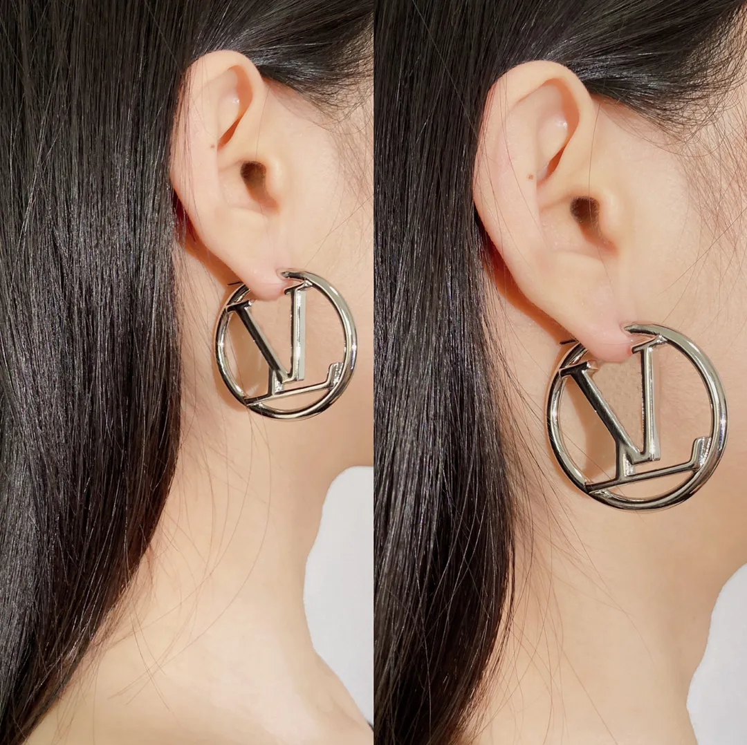 New Fashion Gold and Silver Diameter 3cm 4cm 5cm Large Round Simple Earrings Women's Party Wedding Couple Gift Engagement Bride Jewelry