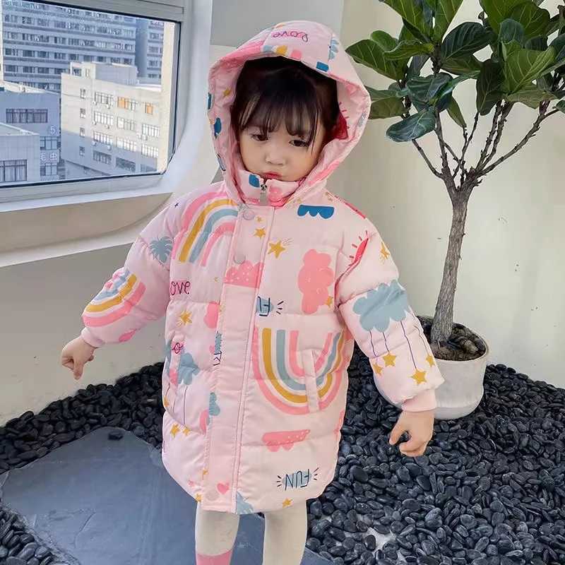 Down Coat 2024 New Girl Boys Down Jacket Winter Coat Childrens Clothing Hooded Windproof Coat 2-7 Year Cotton Warm Coat H241010