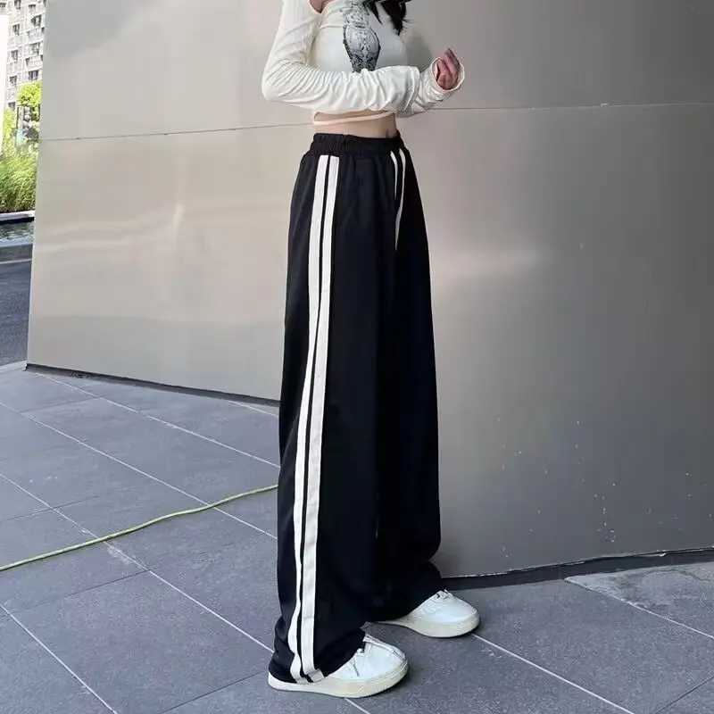 Summer striped mens and womens fashion brand Vibe wide leg casual pants loose straight leg casual sports pants from the United States W241009