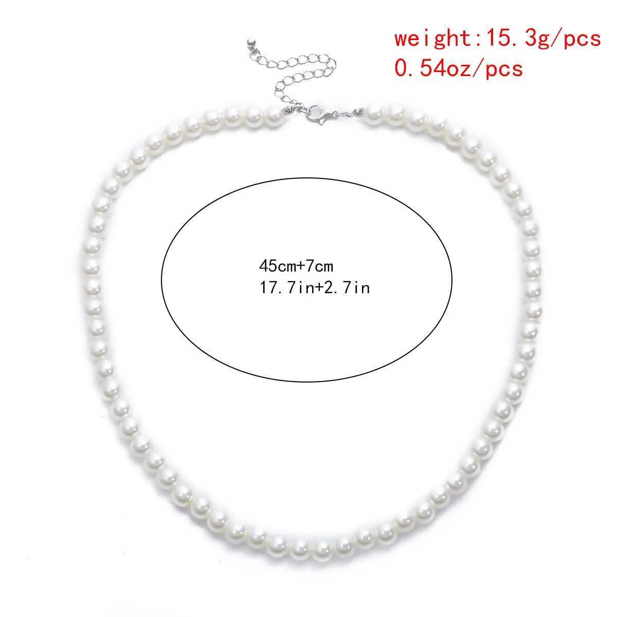 Simple Imitation-Pearl Beaded Short Choker Necklace for Men Trendy White Beaded Chains on Neck Accessories 2023 Fashion JewelryX241009