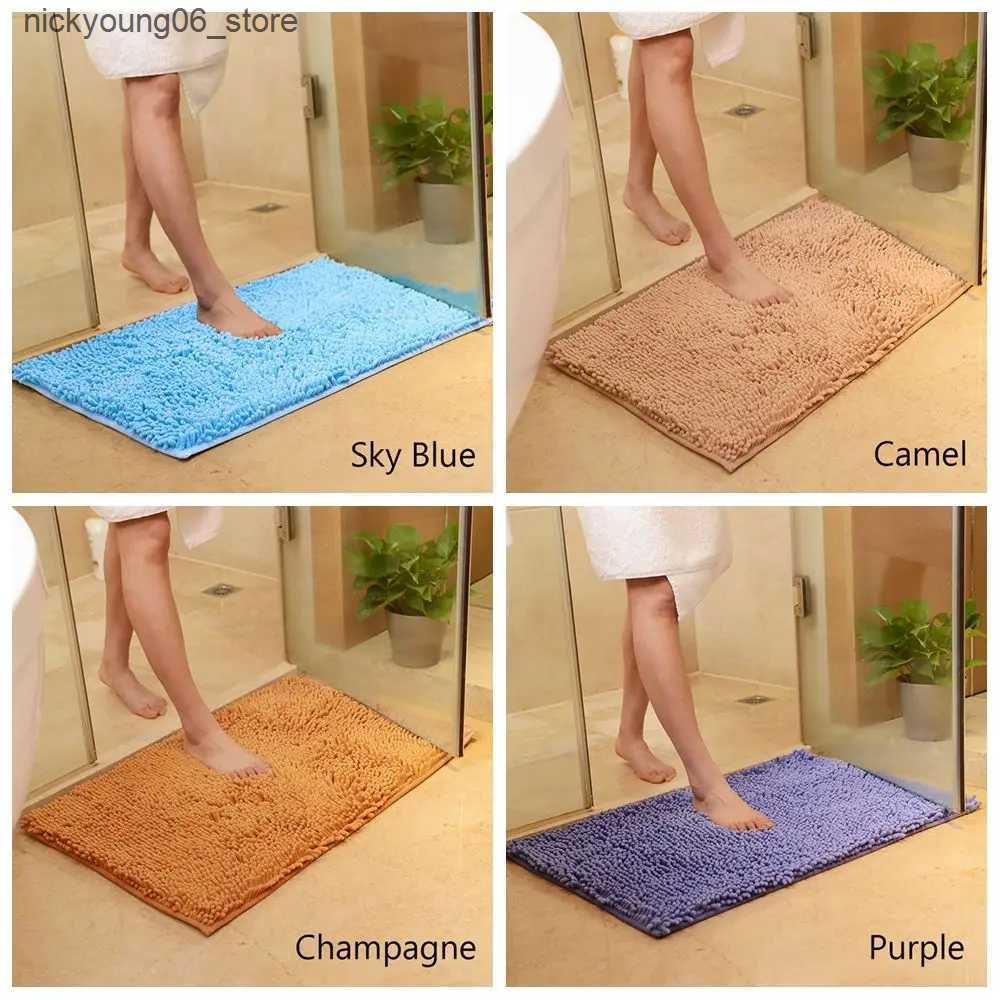 Non-Slip Bath Mats 40*60cm Super Absorbent Colorful Toilet Kitchen Bathtub Floor Anti Slip Doormat Bathroom Carpet Chenille Bath Mat L240910