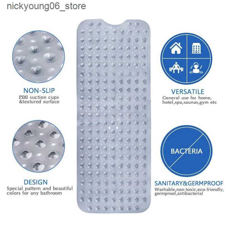 Non-Slip Bath Mats Non-Slip Bath Tub Shower Mat with Suction CupsMachine Washable Bathroom Mats with Drain Extra Large Bathtub Mat 100x40cm L240910