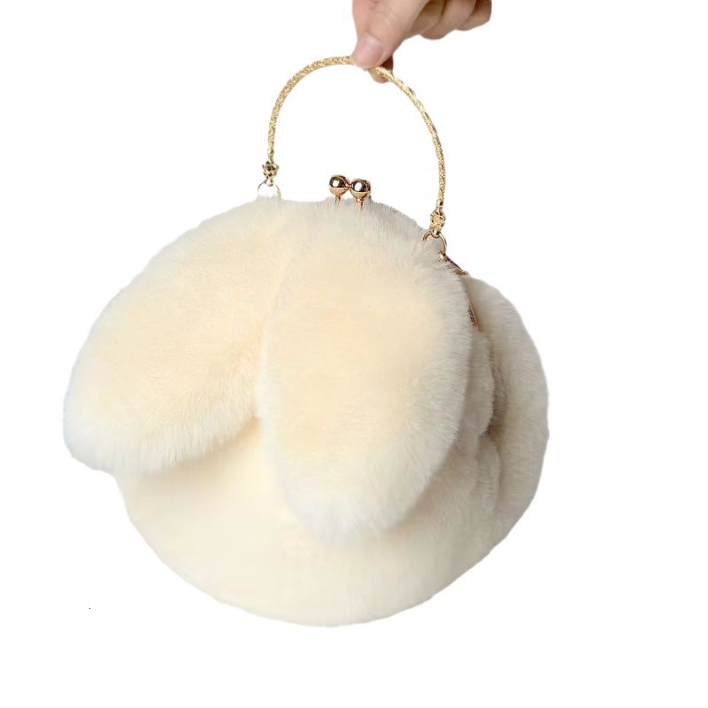 2025NEW New Designer Plush Shoulder fashion Bag Suitable for Women s Handheld Cross Buckle trend Phone Multi functional Fashion Small Round Rabbit Ear