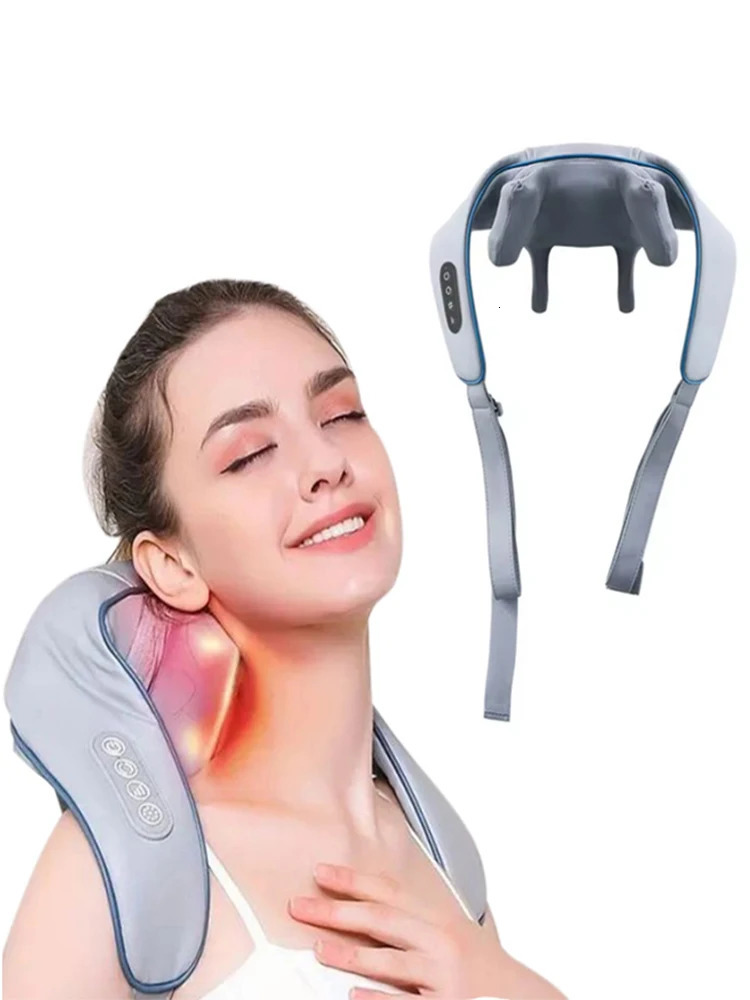 Wireless trapezoidal neck and back massager with 2-mode electric neck and shoulder massager deep muscle tissue kneading and massage shoulder relaxatio