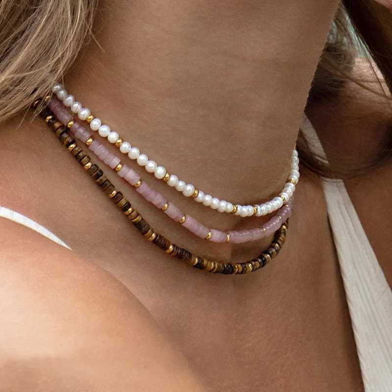 Heishi Style Boho Natural Turquoise Gemstone Beaded Choker Necklace for Women Girls Summer Must-have Jewelry clavicle chainX241009