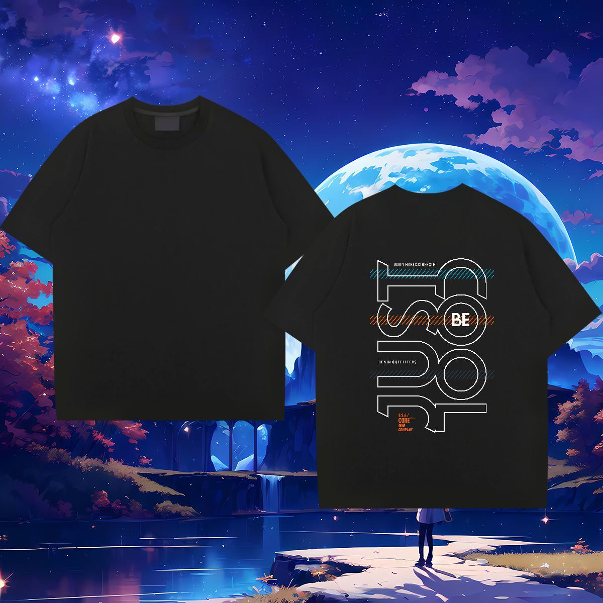 Loose T-Shirts 230g 100% Cotton letter Anime Printing Street Custom Cartoon Breathable Short Sleeve Men Tees New Arrival Clothes