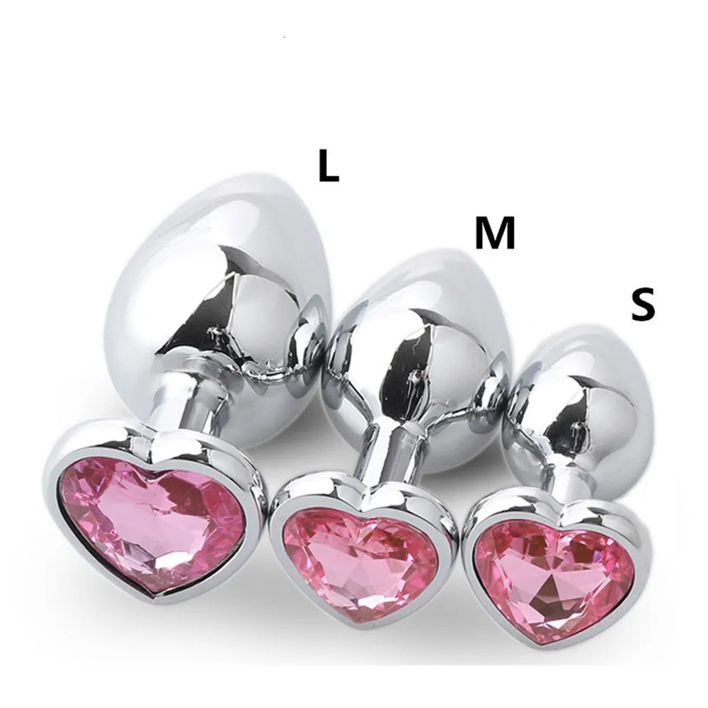 3 Size Heart Shape Crystal Metal Anal Plug Stainles Steel Buttplug Sex Toys For Women Vagina Men Couples Adult Erotic Products 241010