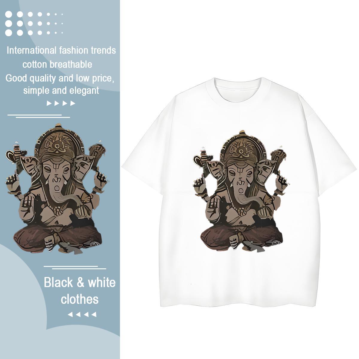 Designer T-Shirts 100% Cotton 230g Breathable Short Sleeve Outdoor Ganesha Women Tees Designer Nice Black Oversized Top Shirts