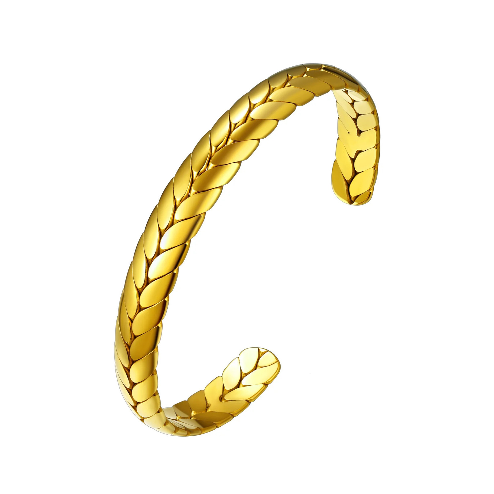 U7 Cuff Bracelet Adjustable Wheat Style 7.7mm Wide Gold Twisted Open Bracelet Suitable for Women Adjustable 240929