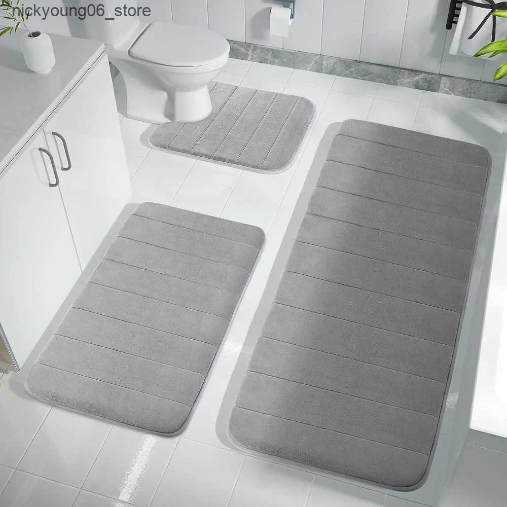 Non-Slip Bath Mats New Super Absorbent Bath Mat Memory Foam Carpet Non-slip Bathroom Rug Bathtub Side Floor Rugs Shower Room Doormat Toilet Footpad L2