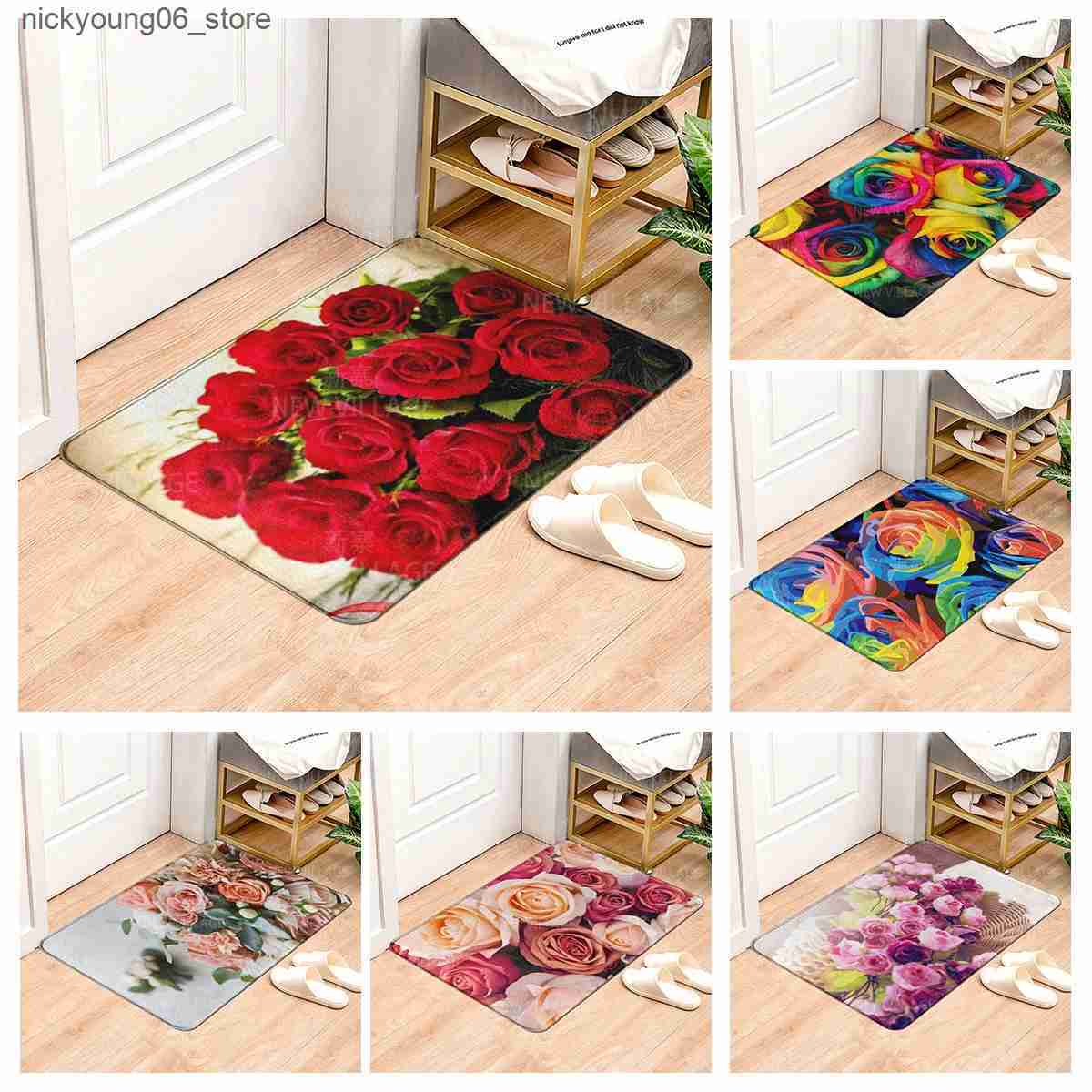 Non-Slip Bath Mats House entrance carpet Home doormat Animal oil painting style Room Foot mat bathroom non-slip mat Kitchen water absorption mat L2409