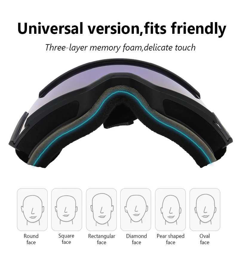 CHOOYOU 2024 new cylindrical buckle small frame anti fog skiing glasses CL241010