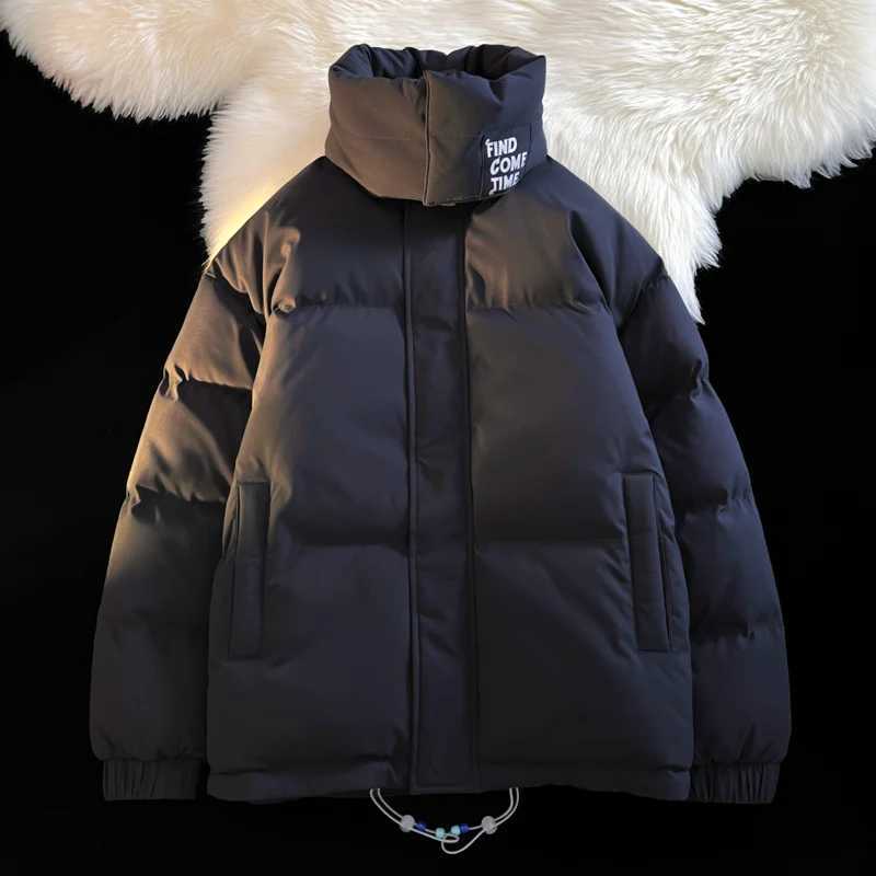 Men's Down Parkas Mens Korean Winter Ripstop Quilted Jacket Couple Solid Zip Warm Thicken Padded Cotton Coat Klein Blue Oversized Puffer Jacket Y