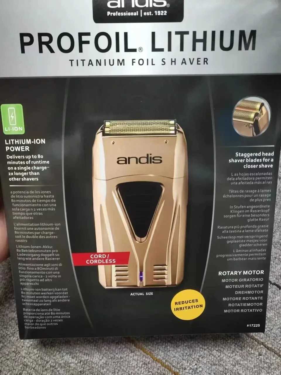Andis Profoil Lithium Plus 17200 Barber Electric Shaver Mens Beard Short Section Shaver Charger W2410105