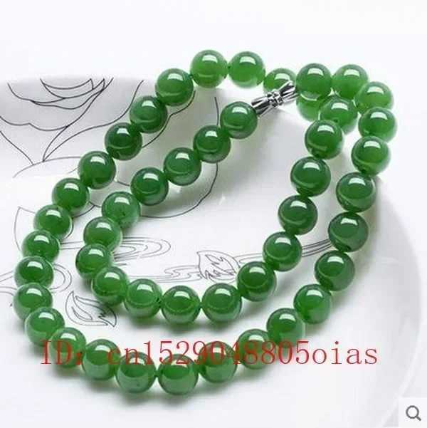 Natural Green Jade Beads Necklace Jadeite Jewelry Fashion Charm Accessories Hand-Carved Lucky Amulet Gifts for Women Her MenX241010