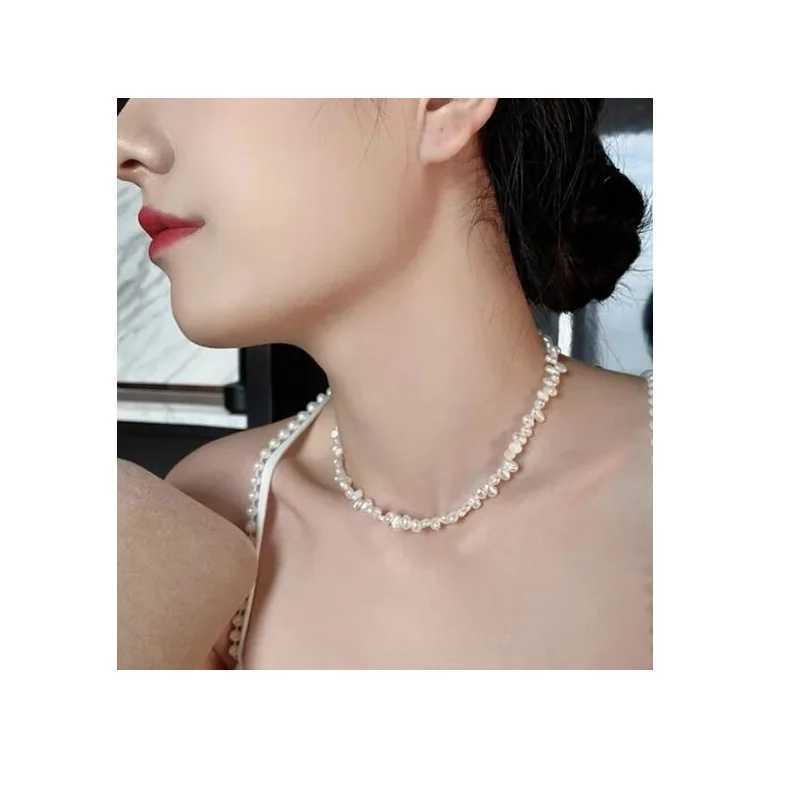 Irregular Heart Imitation Pearl Necklaces for Woman Fashion Choker Versatile Womens NecklaceX241009