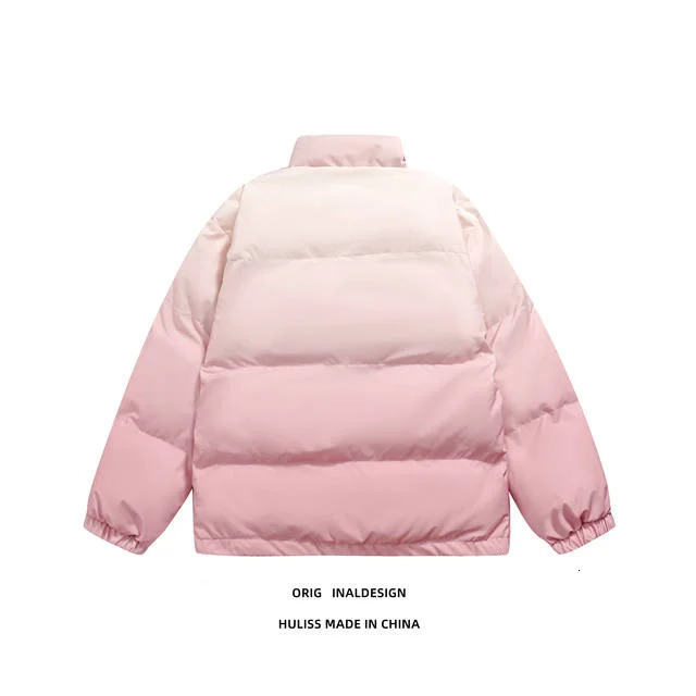 Gradient colored cotton jacket womens and mens thick coat cotton winter coat womens fashionable cotton down jacket 241009
