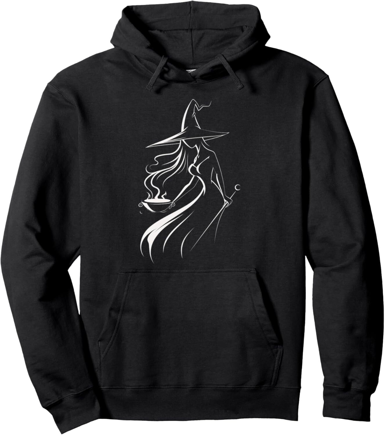 Hoodie for Mens Womens Witch Halloween Silhouette Enchanting Art Print Graphic Tees Pullover Hoodie Graphic Pullover Long Sleeve