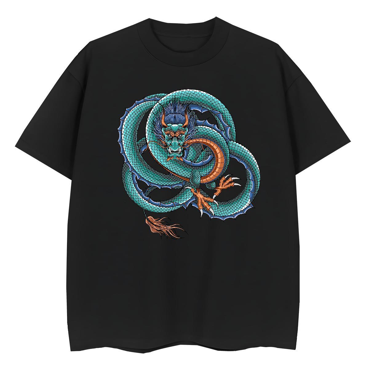 Cool Design T shirt 230g Cotton dragon Anime Printing Street Custom Anime Crew Neck Men Tshirts Designer Tops